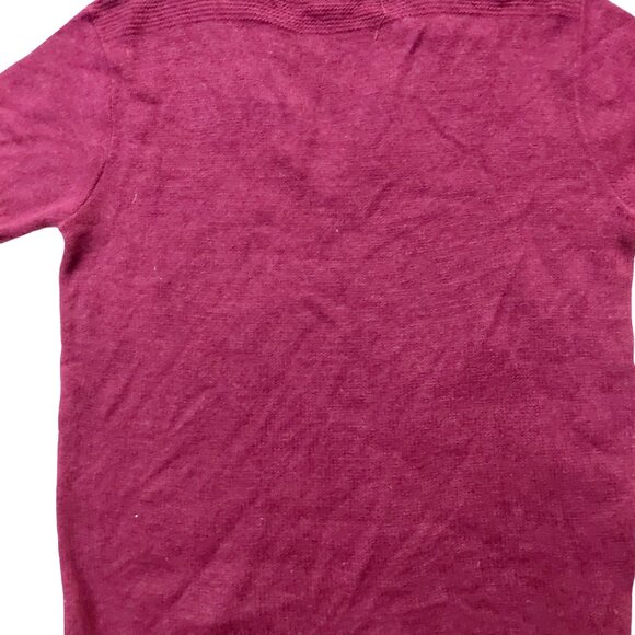 Vintage 1950s V-Neck Short Sleeve Maroon Burgundy/Wine  Knit Sweater - Picture 7 of 7